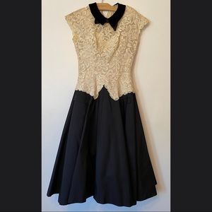 Vintage Couture Silk Evening Gown 1950s